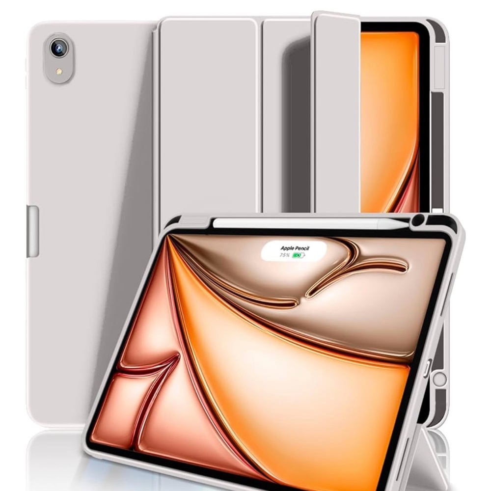 Gray Tri-Fold Tablet Case with Stand and Camera Cutout
